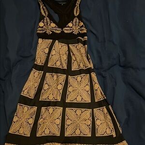 Elegant Black and Cream Silk Halter Sundress for Cocktail Events